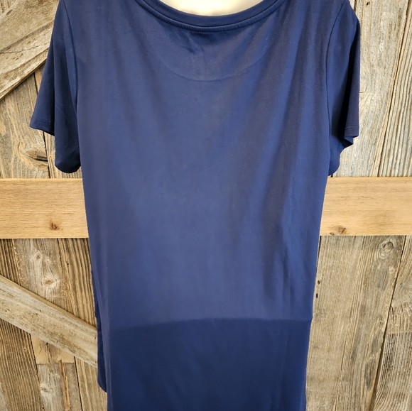 NWOT Cuddl Duds Flexwear Short Sleeve Layered Hem Tee Navy Size Medium M - Picture 4 of 7